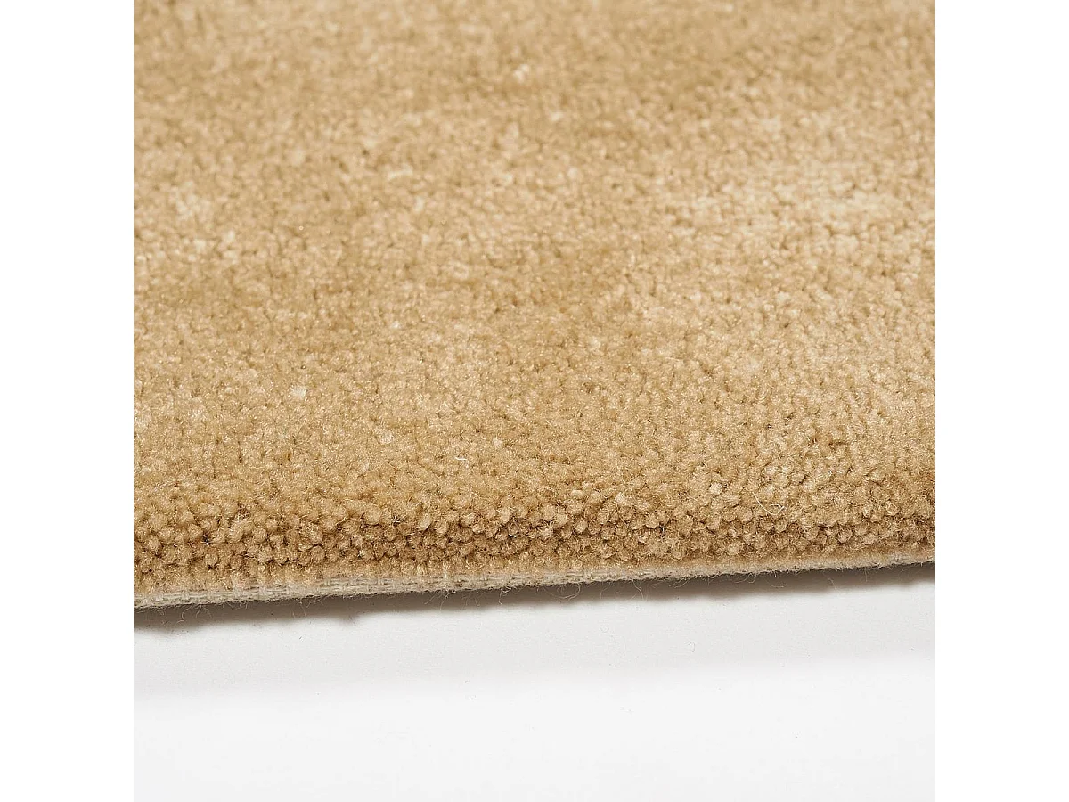 tapis salon 140x200 fait main en acrylique beige et orange rectangle motif rond