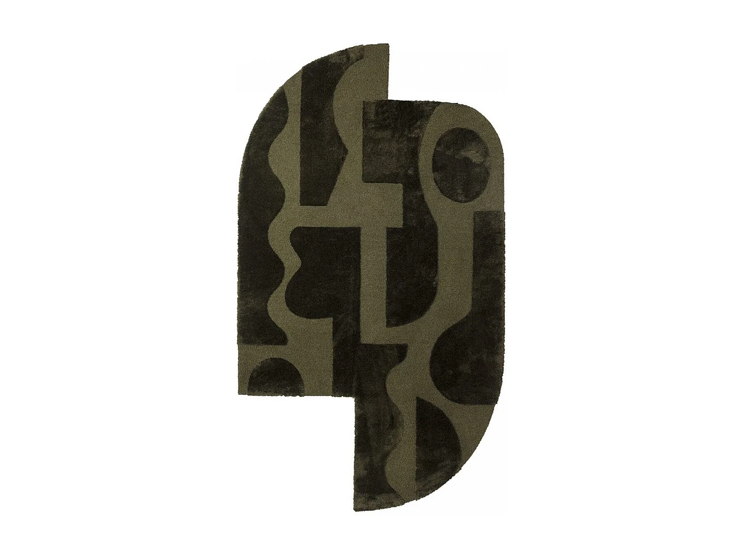 tapis chambre 160x280 tufté en laine vert forme originale motif géométrique