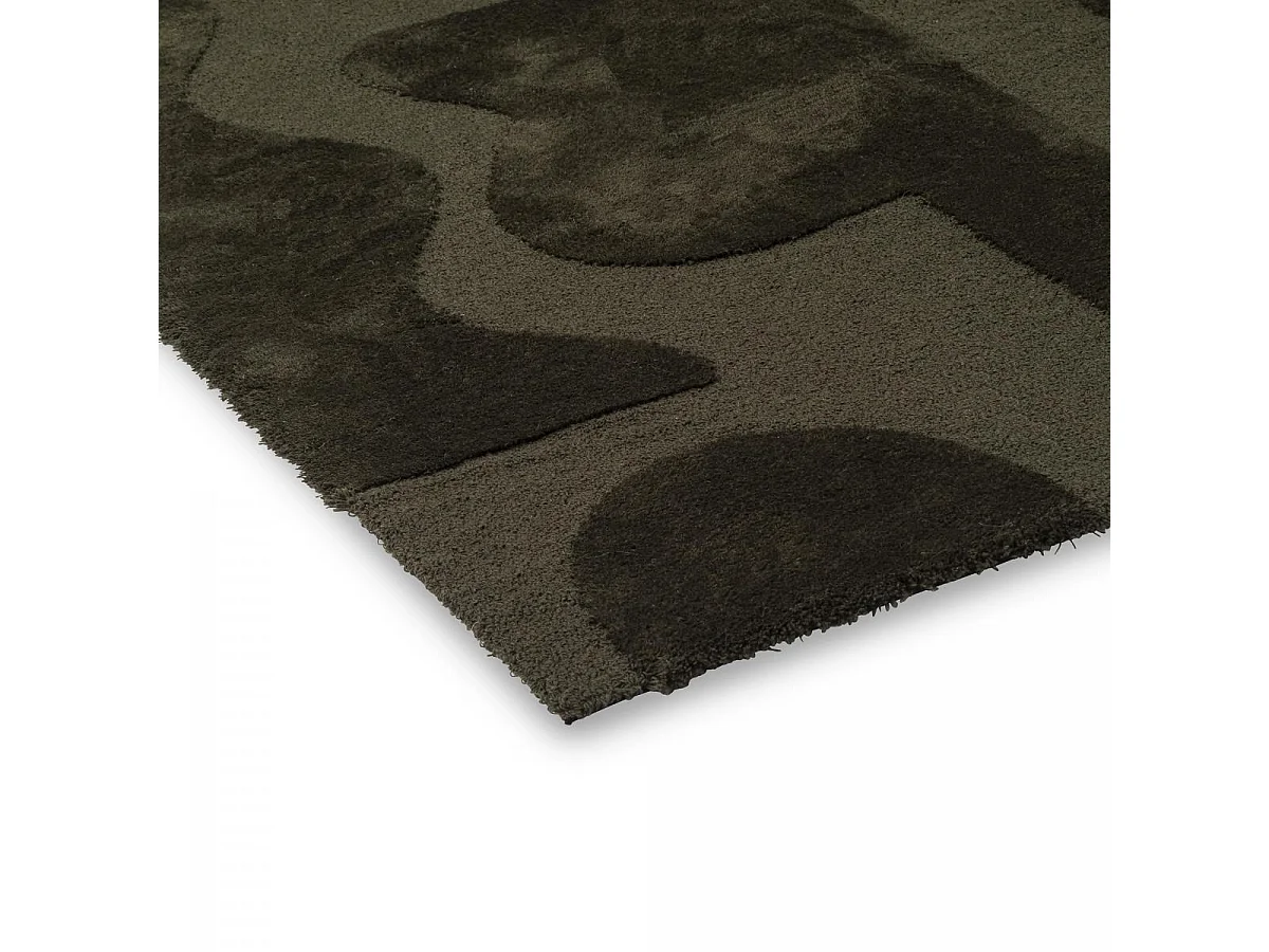 tapis chambre 160x280 tufté en laine vert forme originale motif géométrique