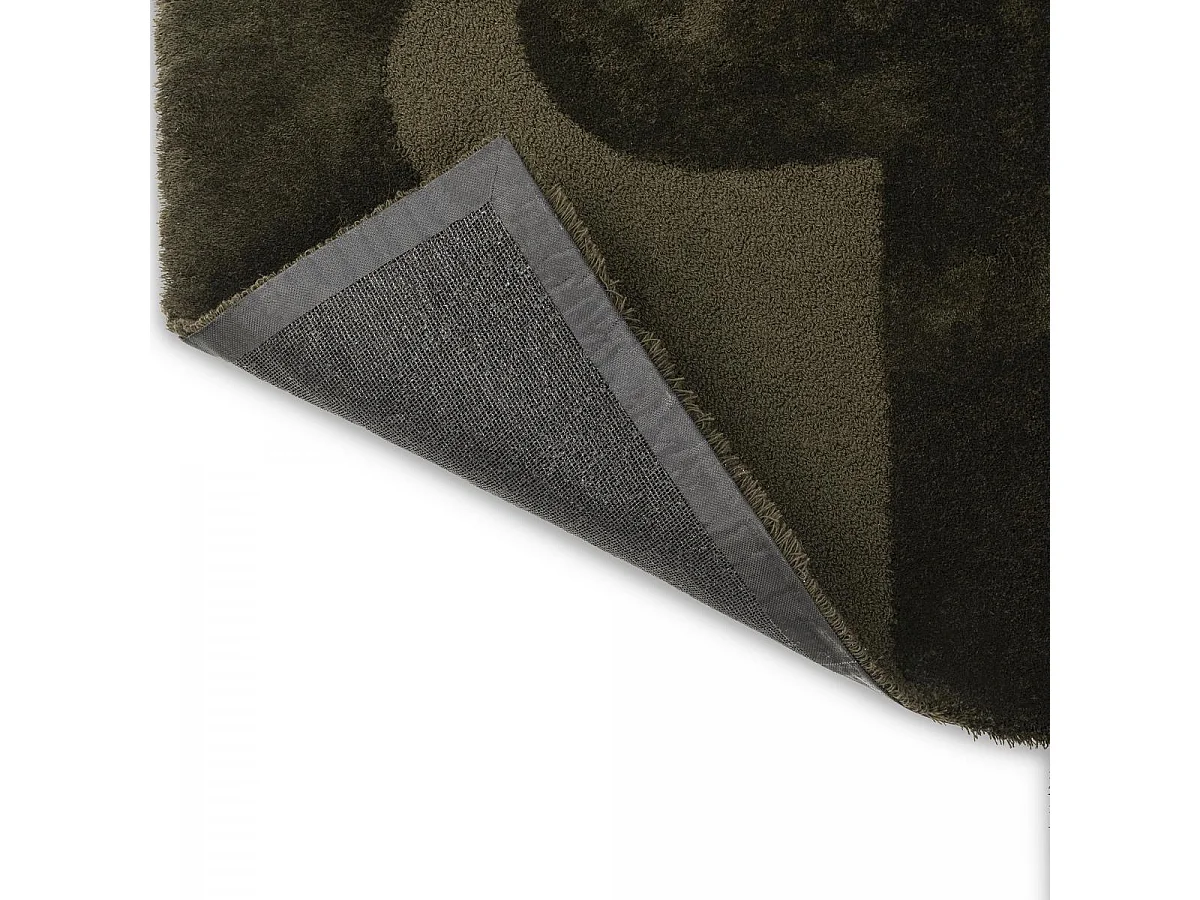 tapis chambre 160x280 tufté en laine vert forme originale motif géométrique