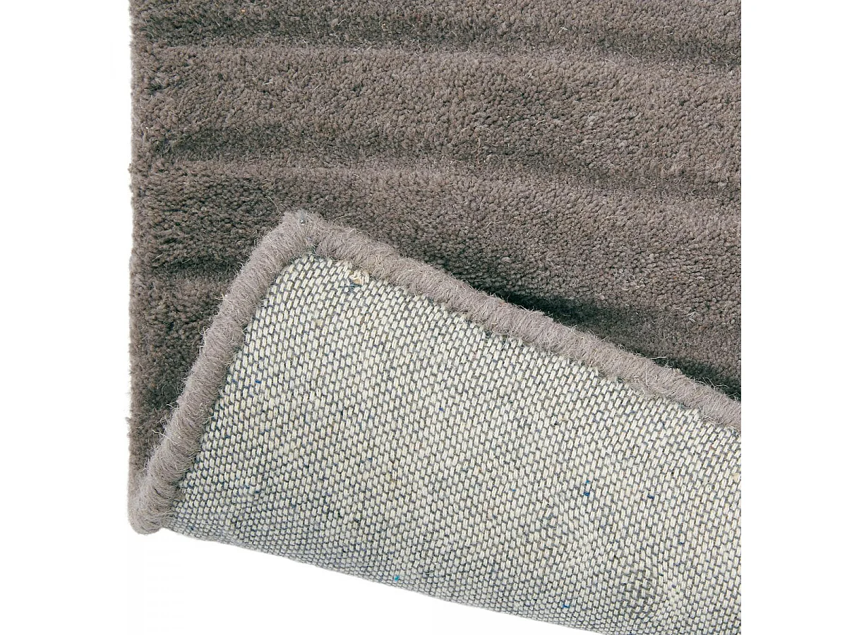 tapis entrée 120x180 fait à la main en laine gris rectangle motif faux uni FOLIA