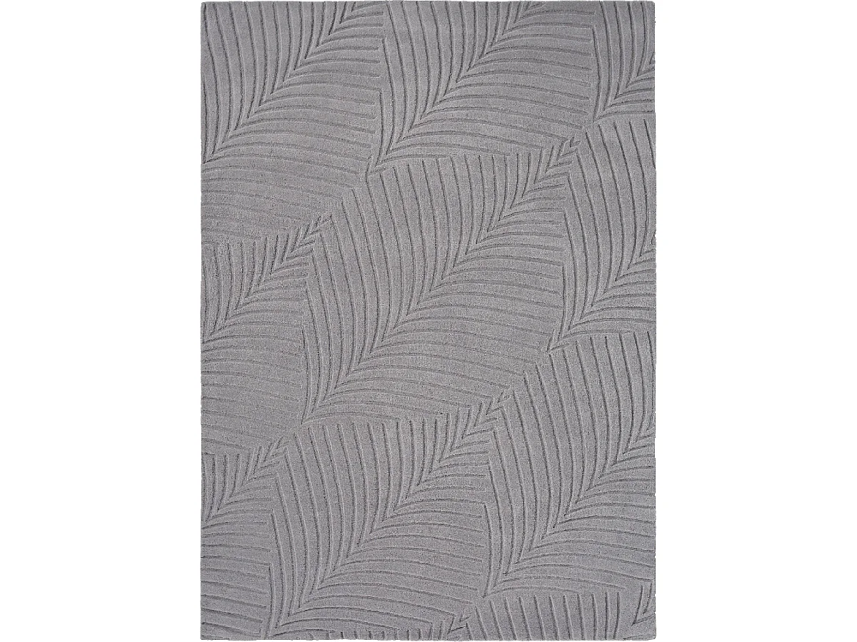 tapis entrée 120x180 fait à la main en laine gris rectangle motif faux uni FOLIA