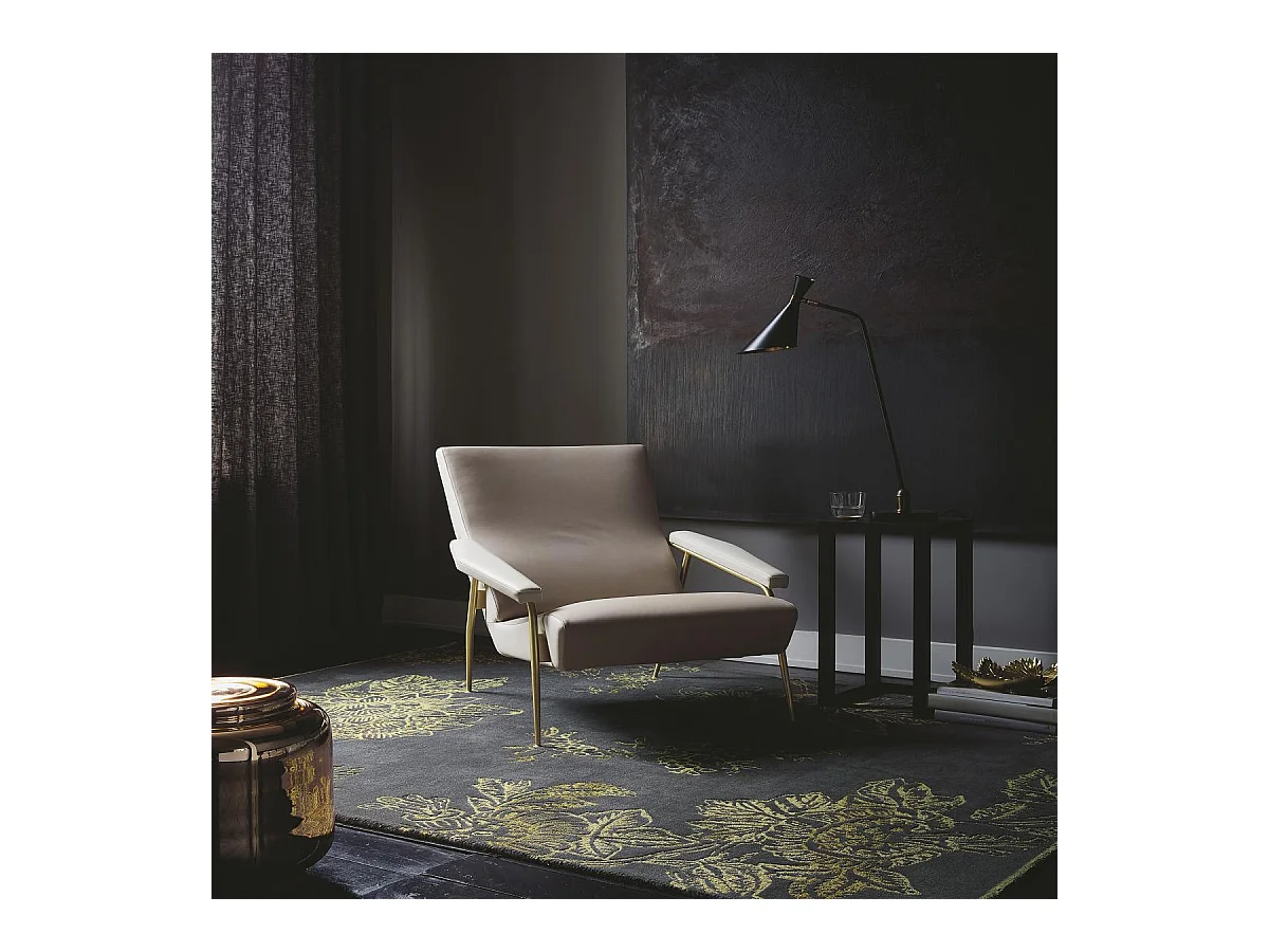 tapis chambre 120x180 fait à la main en laine noir et or rectangle motif floral