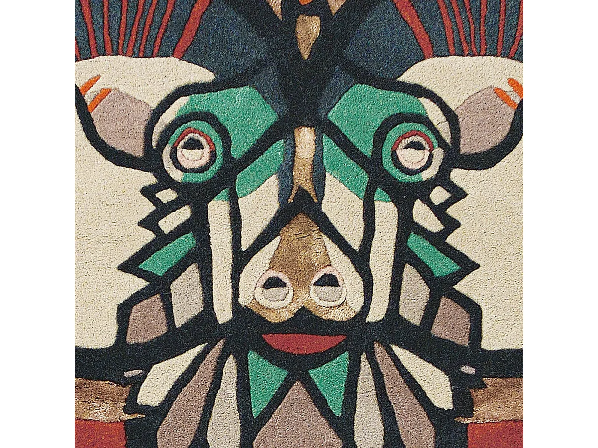 tapis open space 200x200 fait à la main en laine multicolore motif fresque