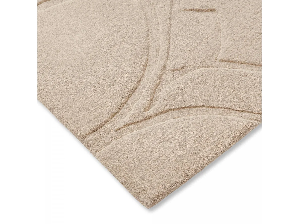 tapis entrée 140x200 fait à la main en laine crème rectangle motif faux uni