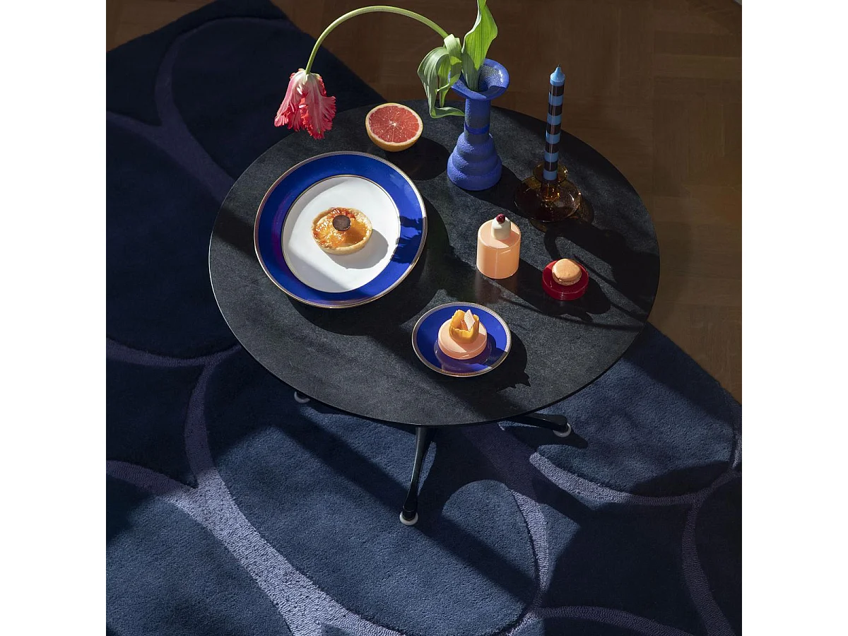 tappeto per camera da letto 170x240 realizzato a mano in lana blu navy rettangolo modello semplice