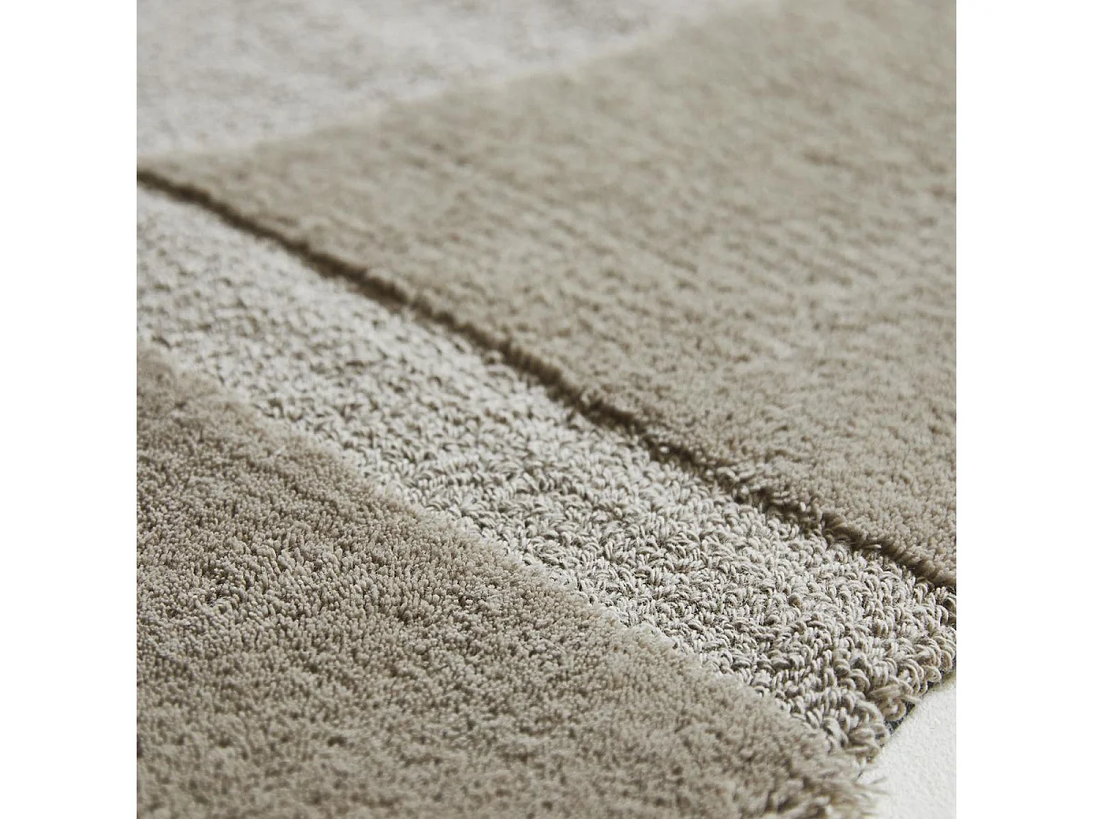 tapis chambre 140x200 tufté en laine beige rectangle motif géométrique MURAL