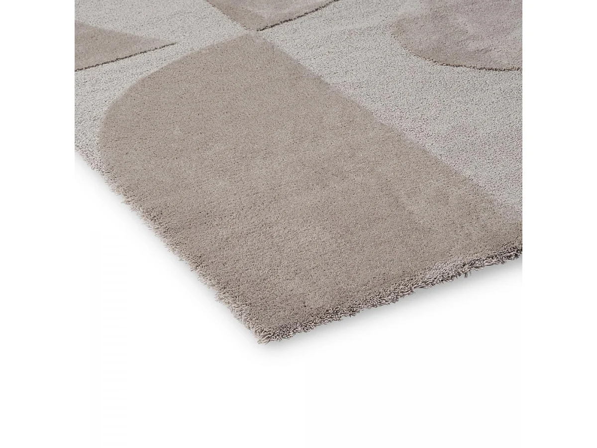 tapis chambre 140x200 tufté en laine beige rectangle motif géométrique MURAL