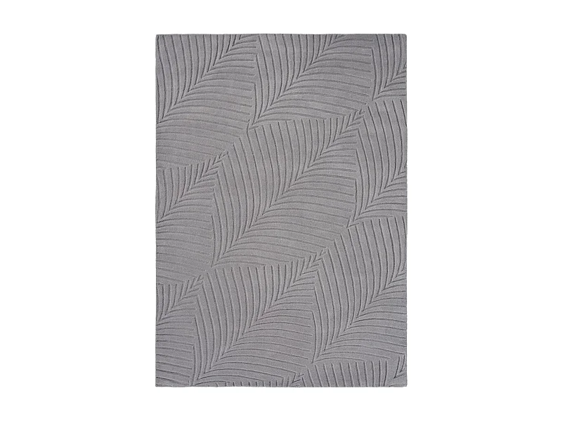 tapis chambre 170x240 fait à la main en laine gris rectangle motif faux uni FOLIA