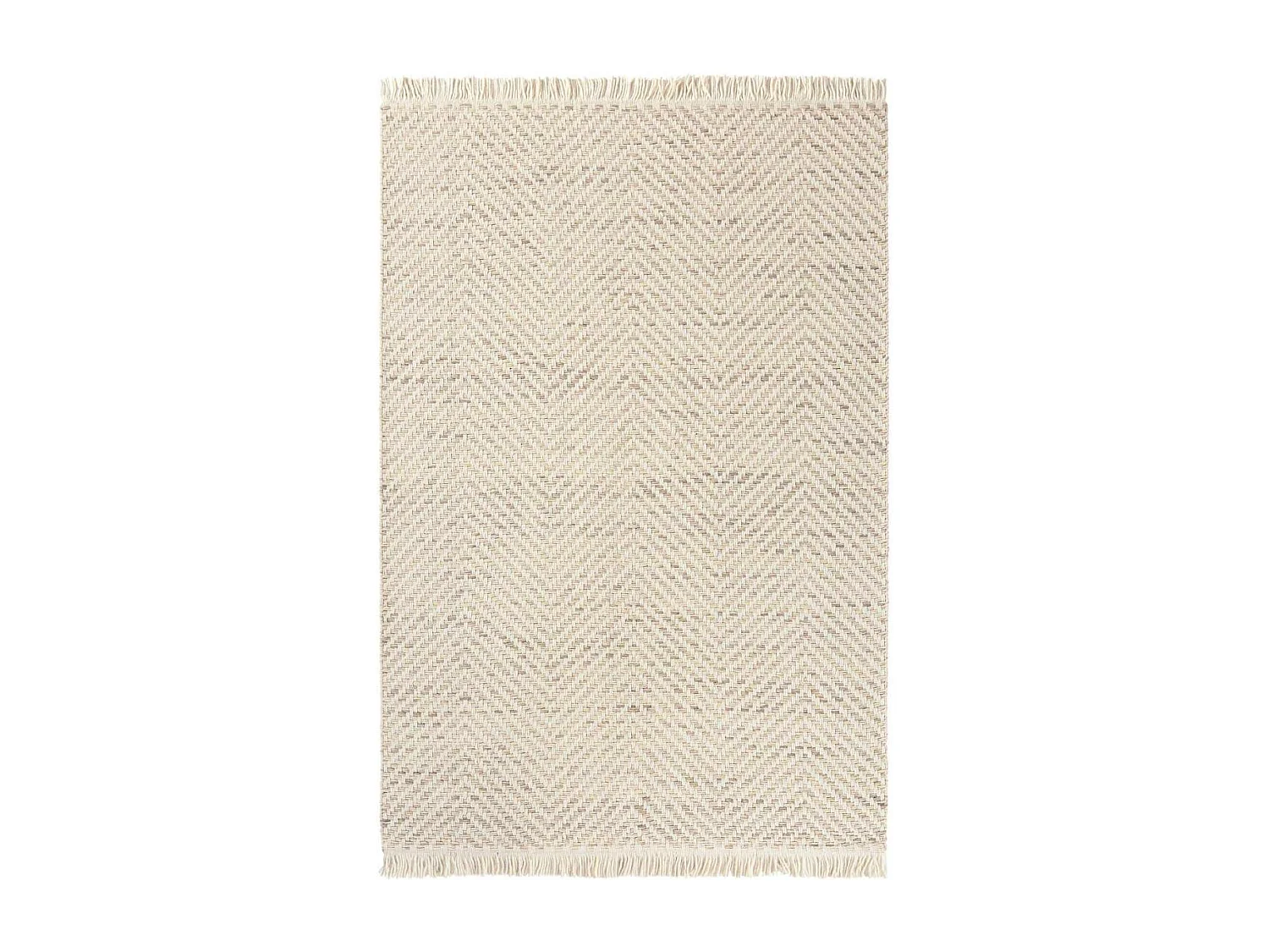 Tapis kilim 140x200 rectangle tissé en laine beige motif géométrique TWILL