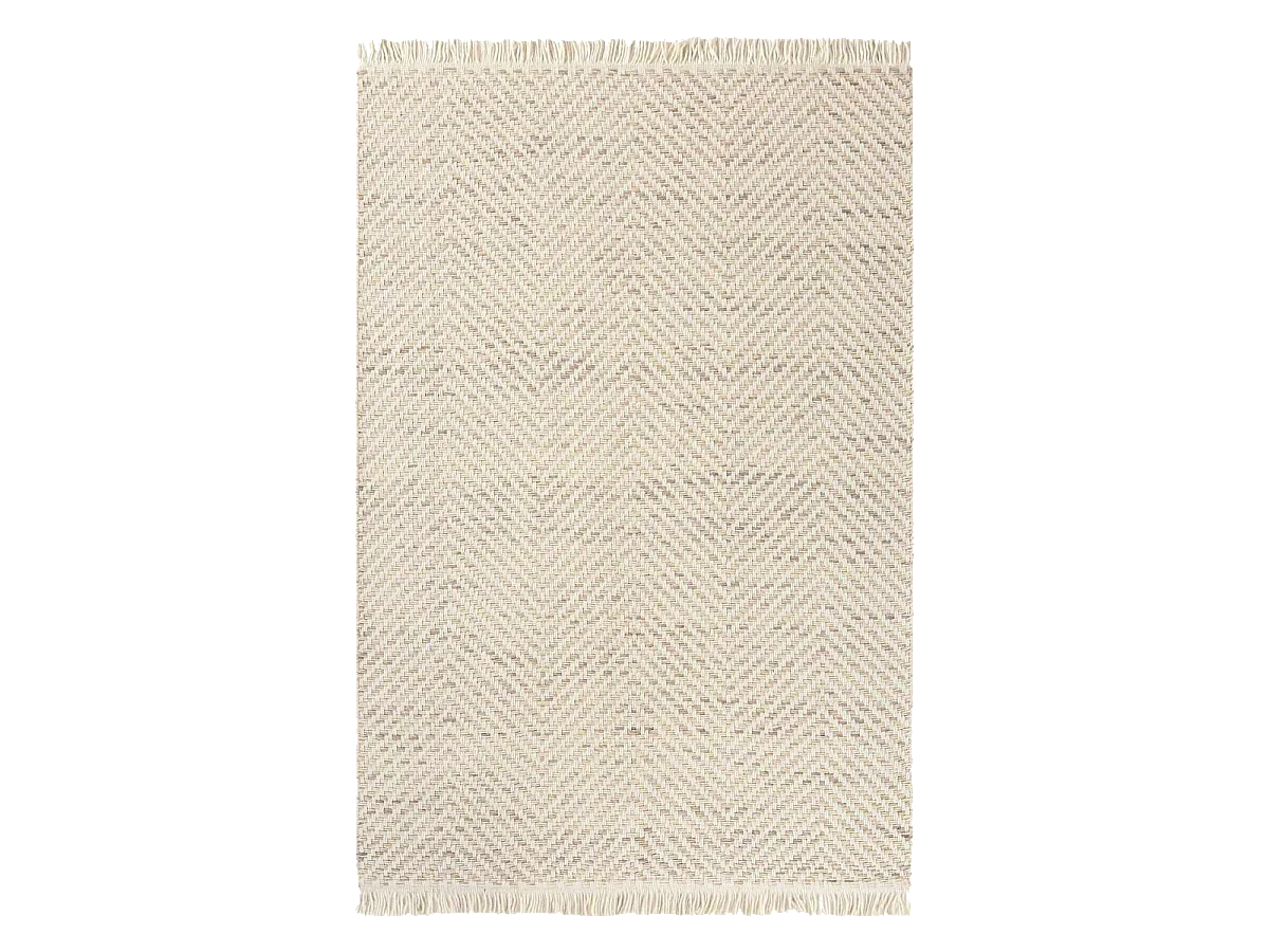 Tapis kilim 140x200 rectangle tissé en laine beige motif géométrique TWILL