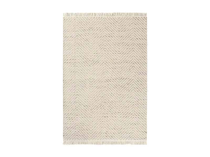 Tapis kilim 140x200 rectangle tissé en laine beige motif géométrique TWILL