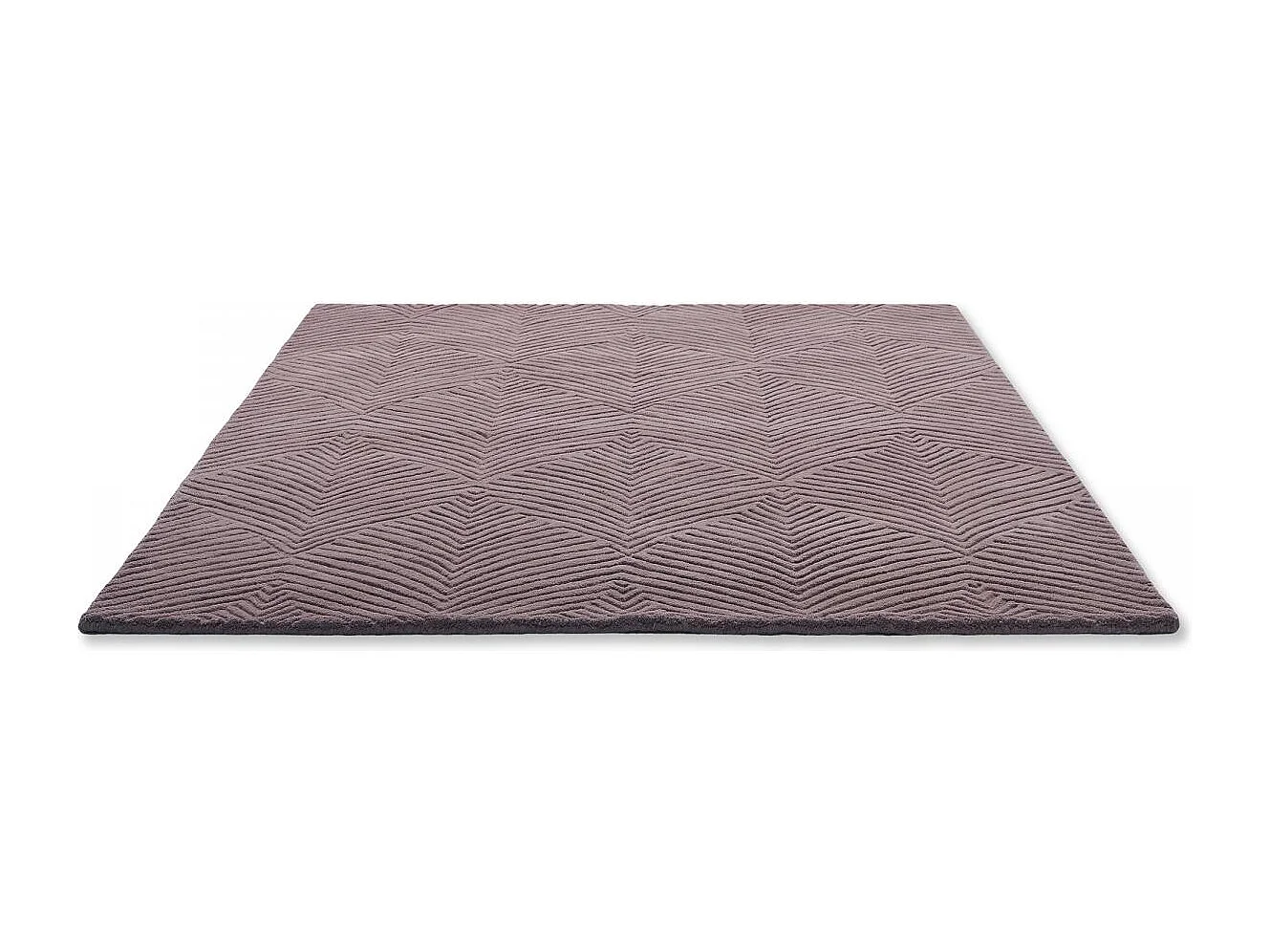 tapis salon 170x240 fait à la main en laine bordeaux rectangle motif faux uni