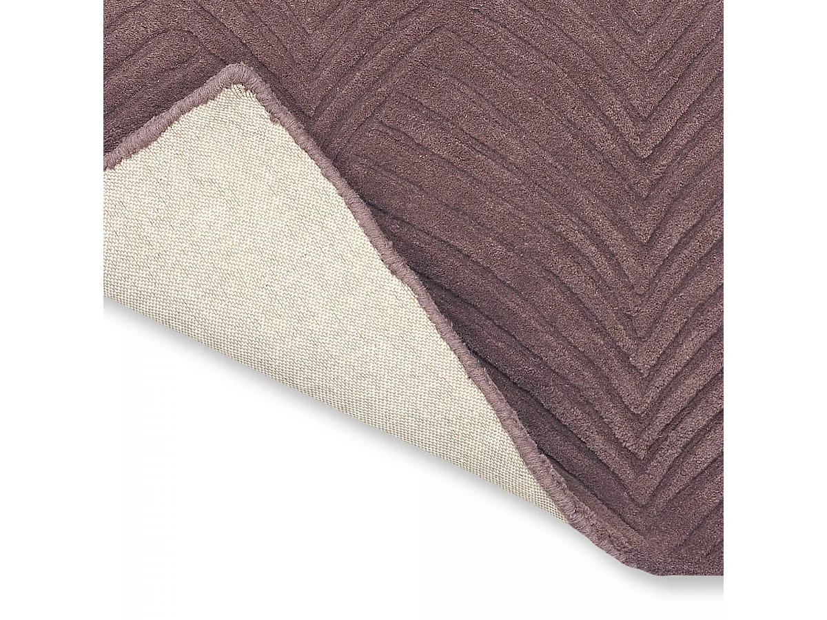 tapis salon 170x240 fait à la main en laine bordeaux rectangle motif faux uni