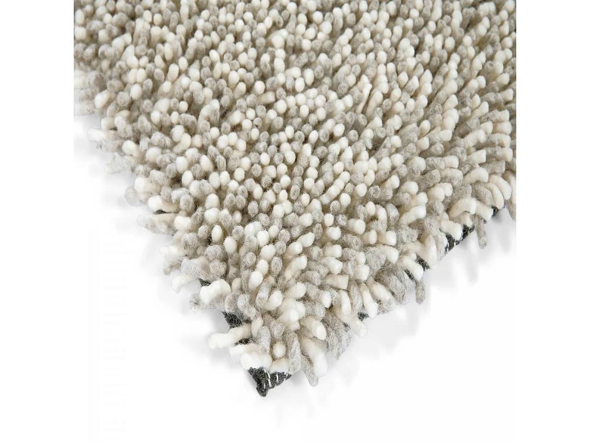 Tappeto Shaggy a pelo lungo 200x300 rettangolo intrecciato in lana grigia e beige