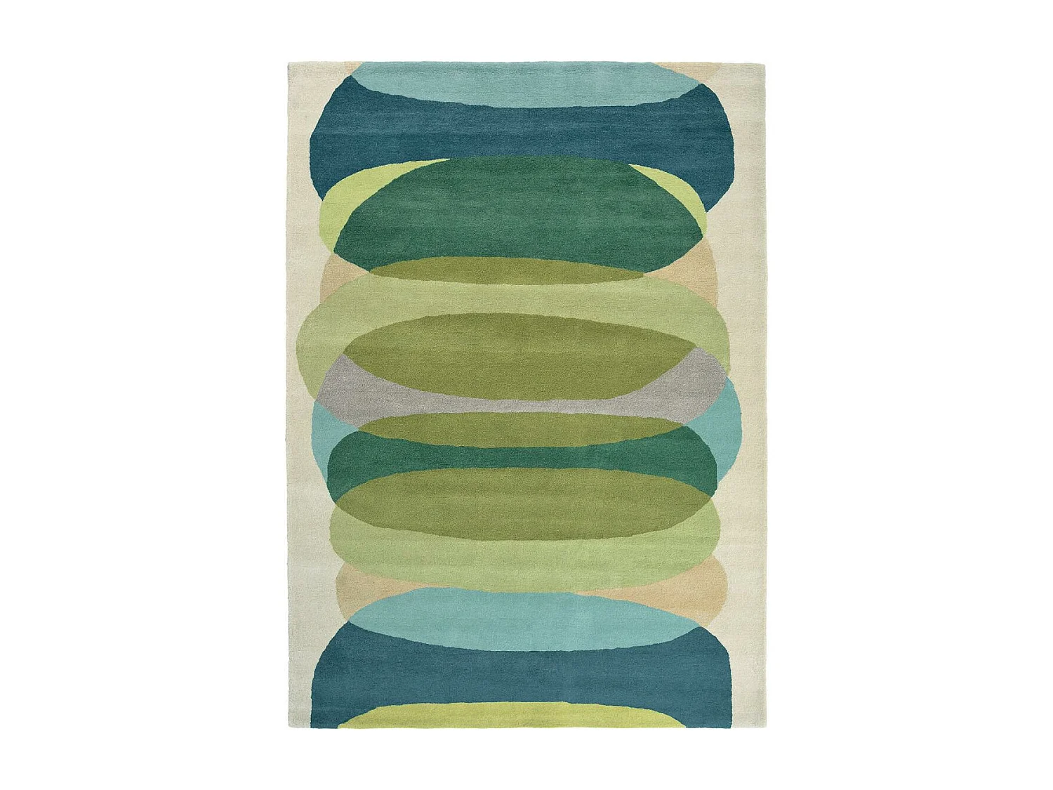 tapis chambre 170x240 fait à la main en laine vert et bleu motif géométrique