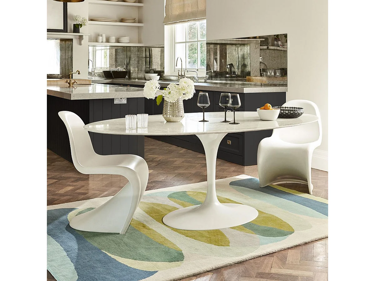 tapis chambre 170x240 fait à la main en laine vert et bleu motif géométrique