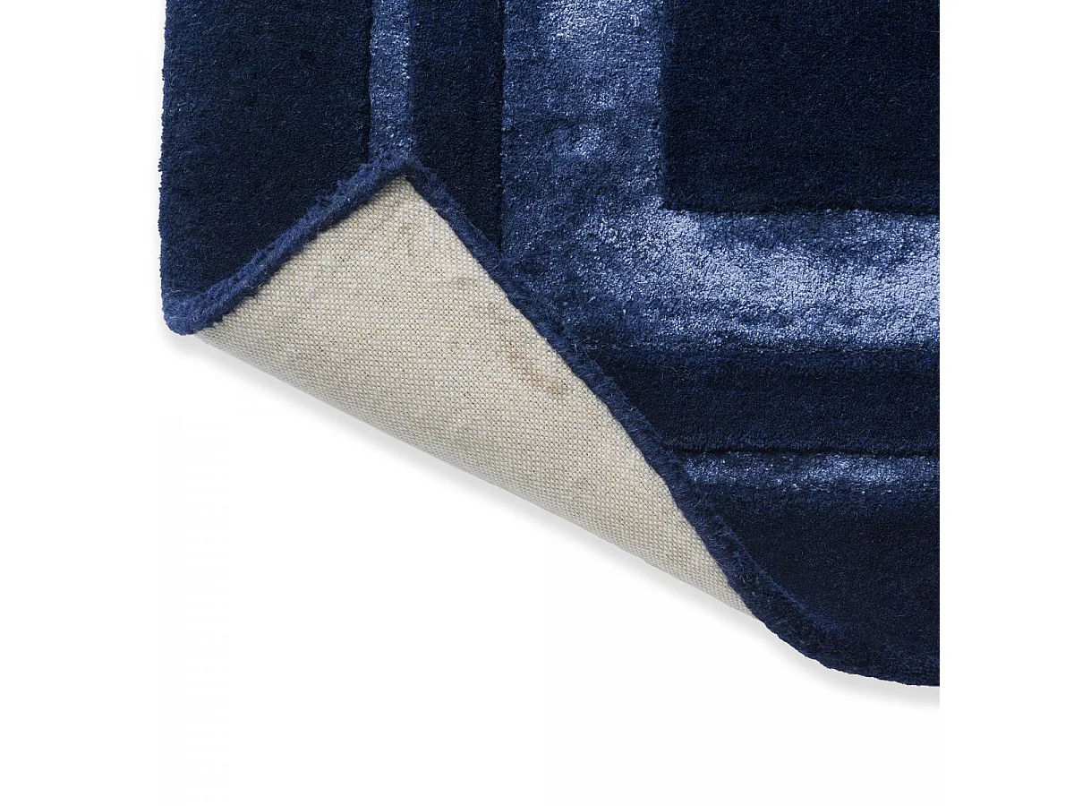 tapis salon 200x280 fait main en laine bleu rectangle motif simple REDOOK