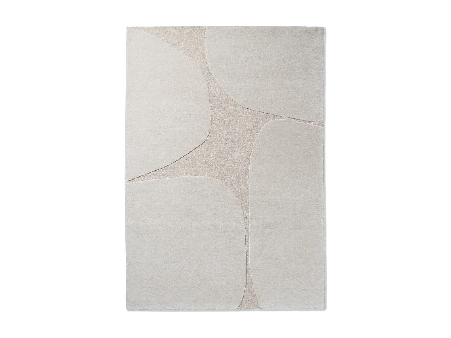 tapis salon 250x350 fait main en laine crème rectangle motif abstrait BC DECOR