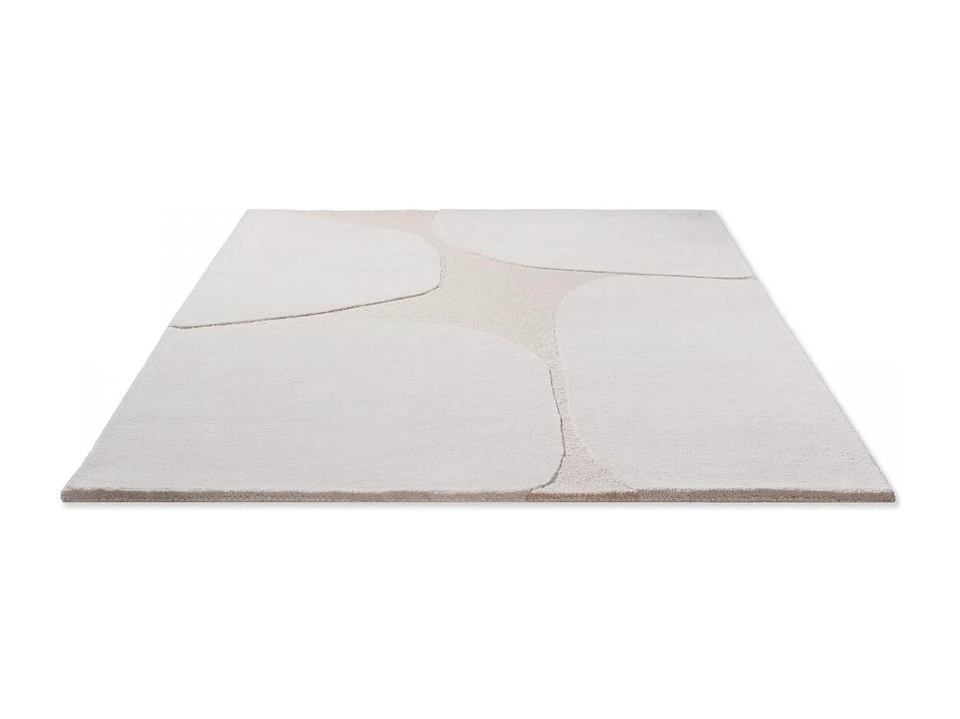 tapis salon 250x350 fait main en laine crème rectangle motif abstrait BC DECOR