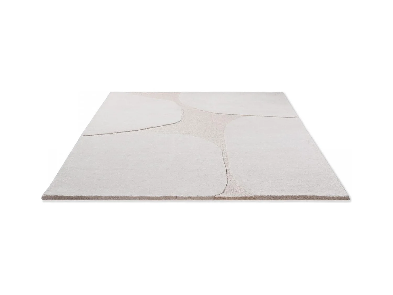 tappeto da soggiorno 250x350 realizzato a mano in lana panna disegno astratto rettangolo BC DECOR