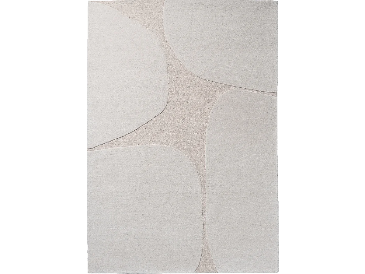 tapis salon 250x350 fait main en laine crème rectangle motif abstrait BC DECOR