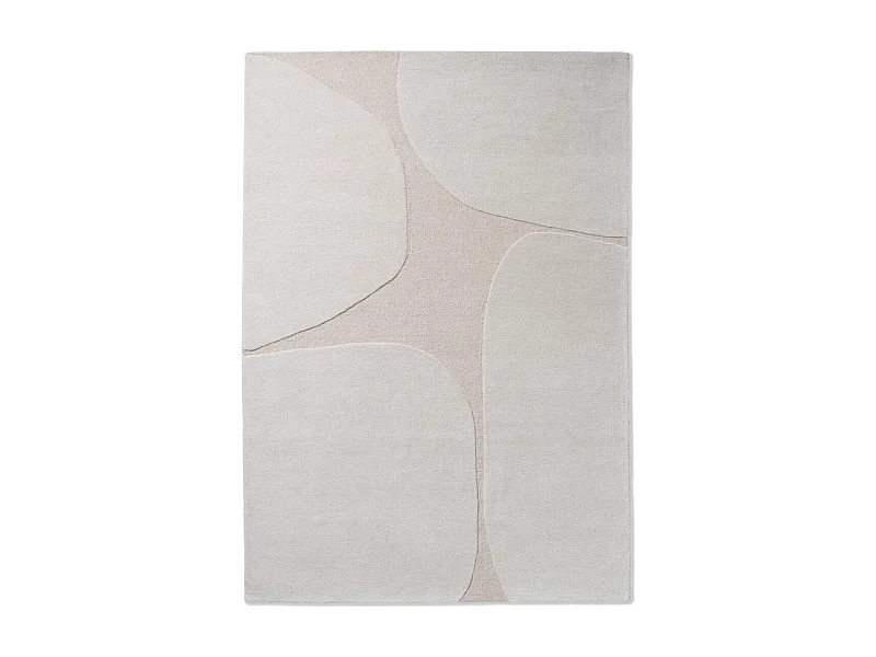tapis salon 250x350 fait main en laine crème rectangle motif abstrait BC DECOR