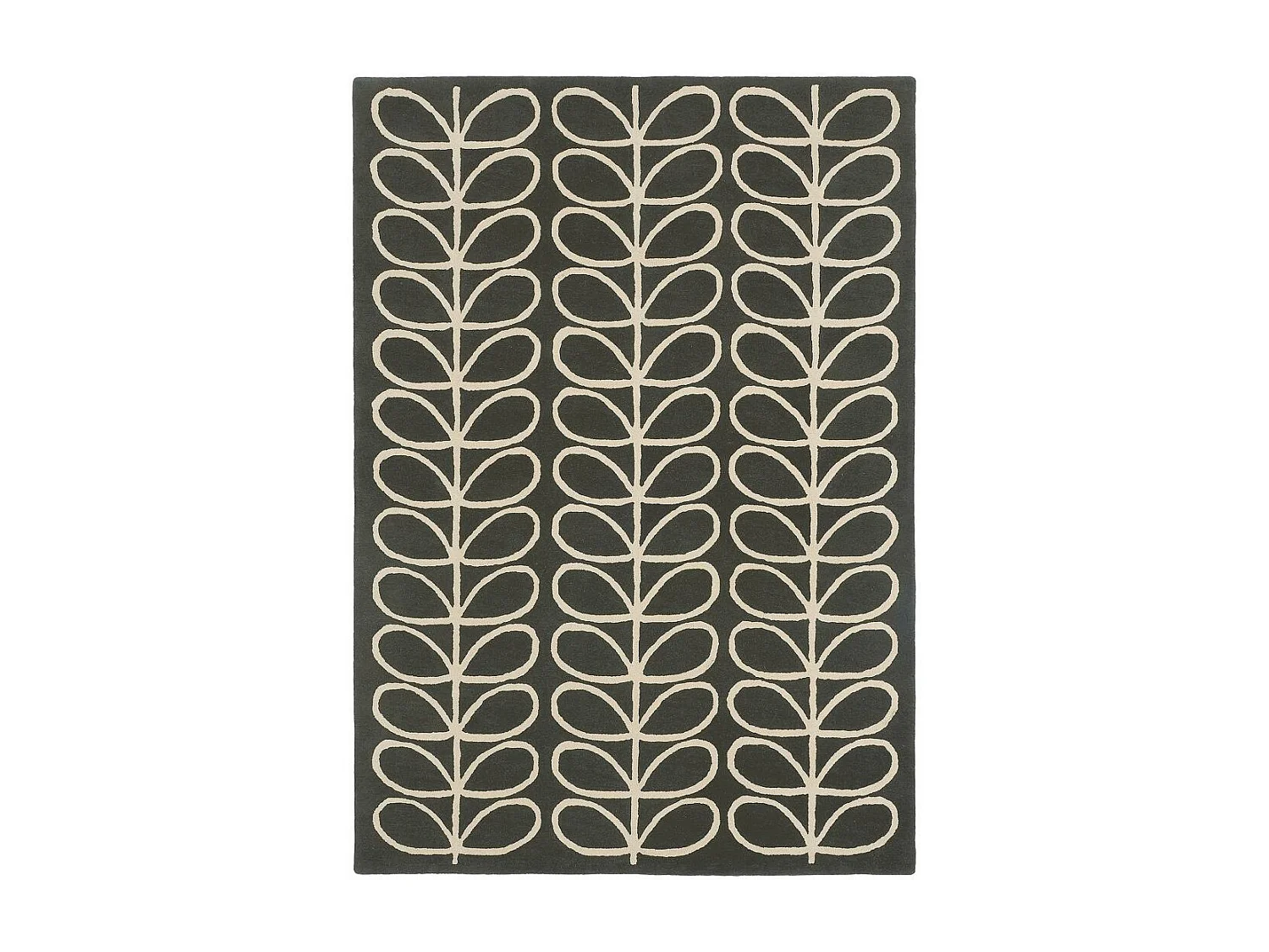 tapis salon 200x280 fait à la main en laine noir et crème motif seventies