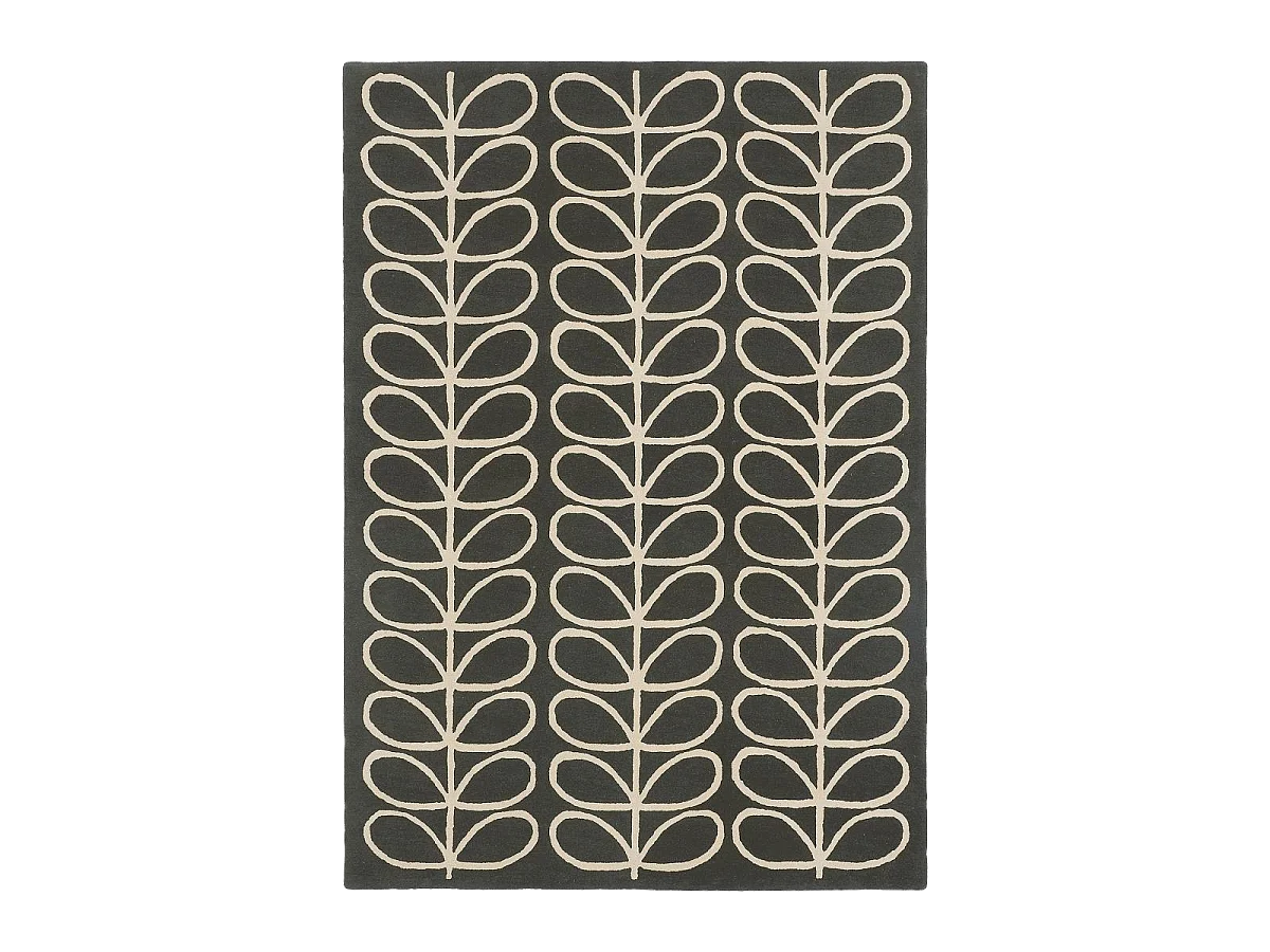 tapis salon 200x280 fait à la main en laine noir et crème motif seventies