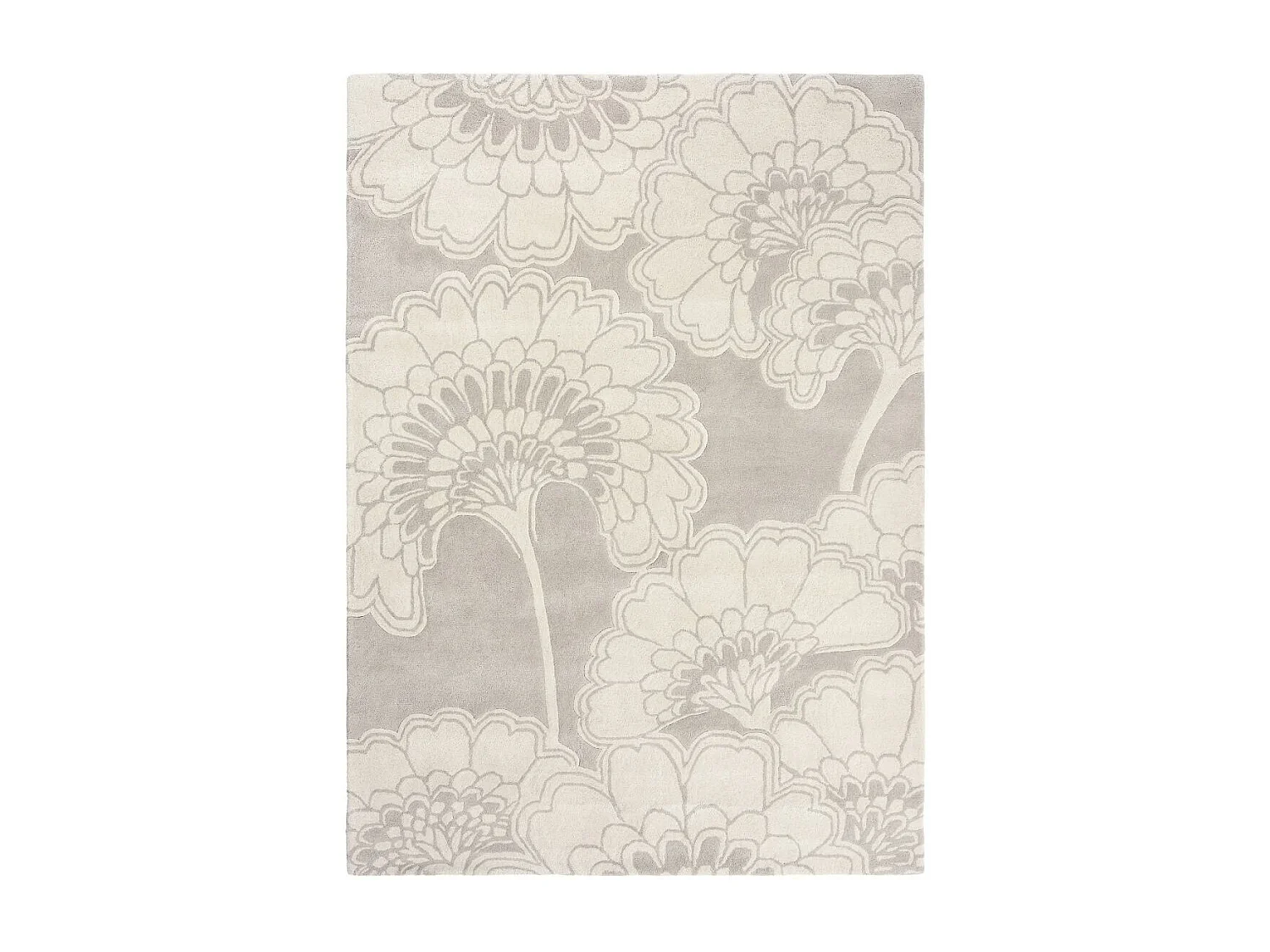 tapis salle à manger 200x280 fait à la main en laine crème motif floral