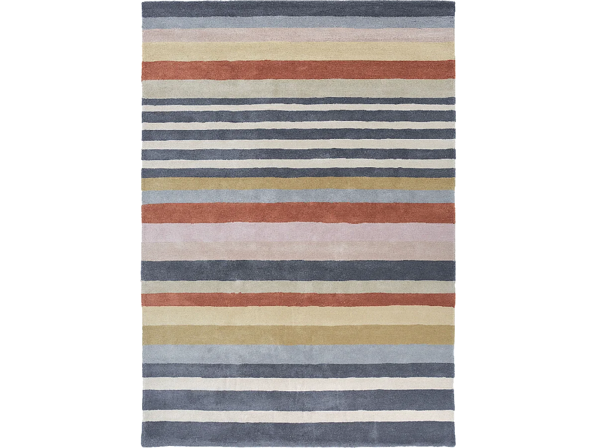 tapis entrée 140x200 fait à la main en laine mutlicolore motif géométrique