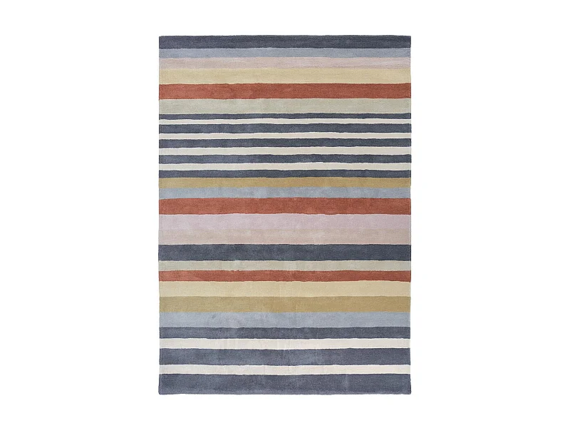 tapis entrée 140x200 fait à la main en laine mutlicolore motif géométrique