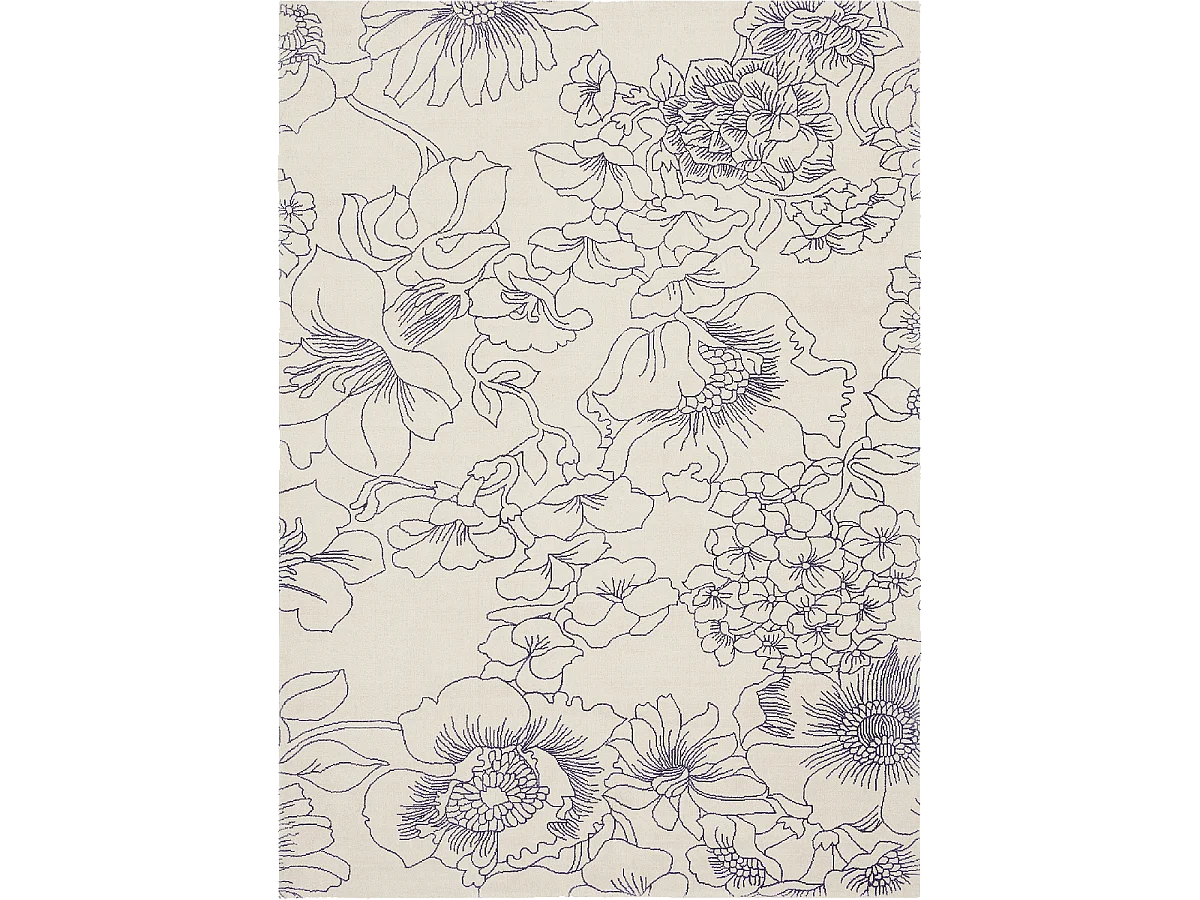 Tappeto da soggiorno e camera da letto fatto a mano in cotone fantasia floreale LINEAR