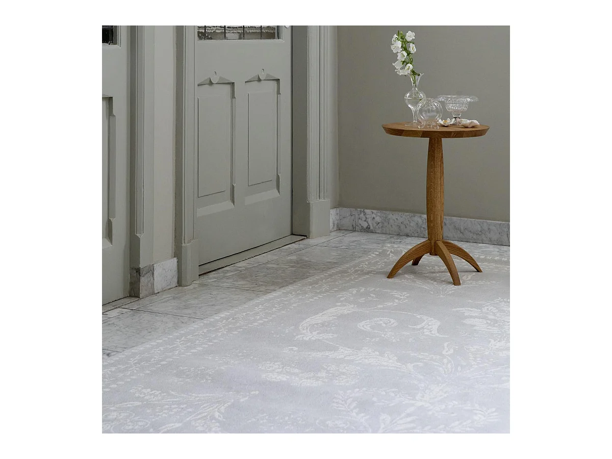 tapis chambre 140x200 fait main en coton gris et blanc rectangle motif floral