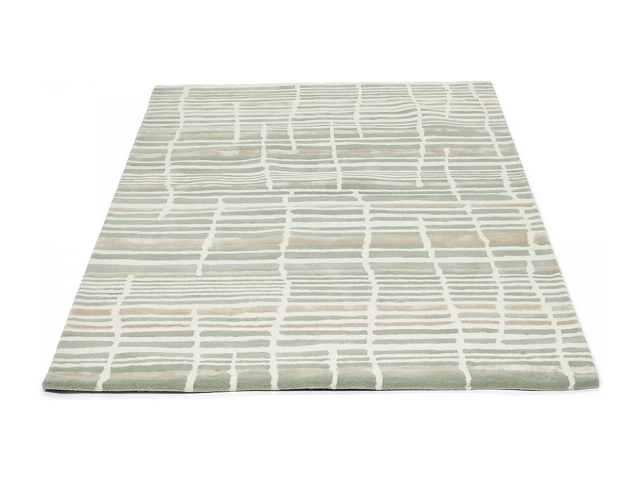 tapis grand salon 250x350 fait à la main en laine bleu et gris motif abstrait