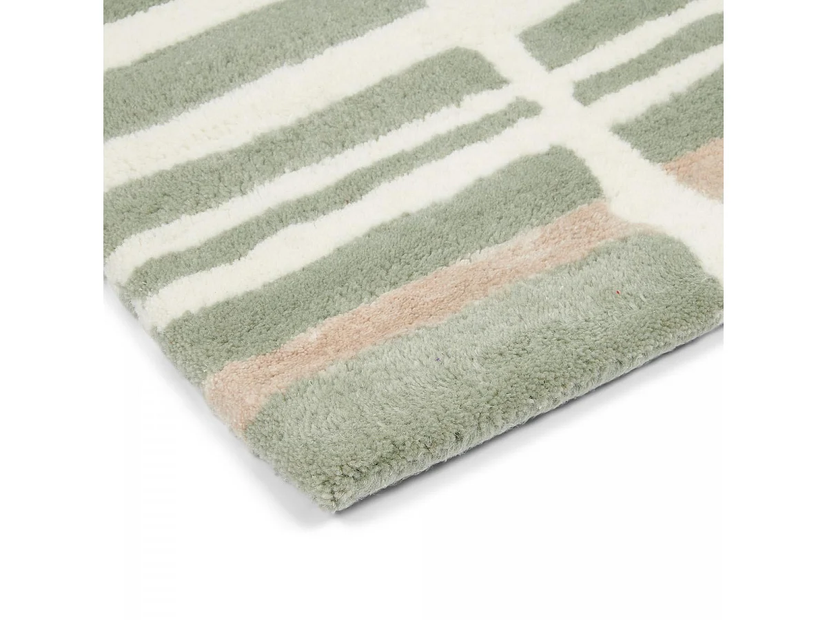 tapis grand salon 250x350 fait à la main en laine bleu et gris motif abstrait