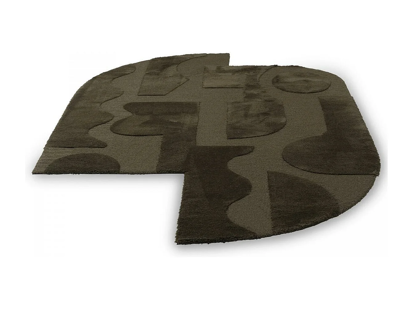 tapis salle de jeux 200x350 tufté en laine vert motif géométrique