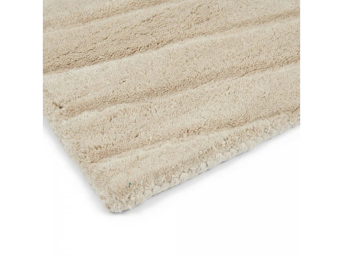 tapis salle de réception 200x280 fait à la main en laine crème motif faux uni