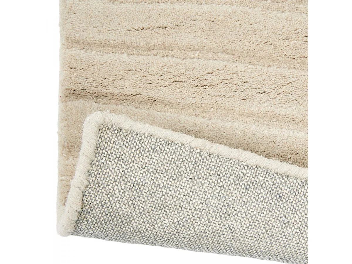 tapis salle de réception 200x280 fait à la main en laine crème motif faux uni