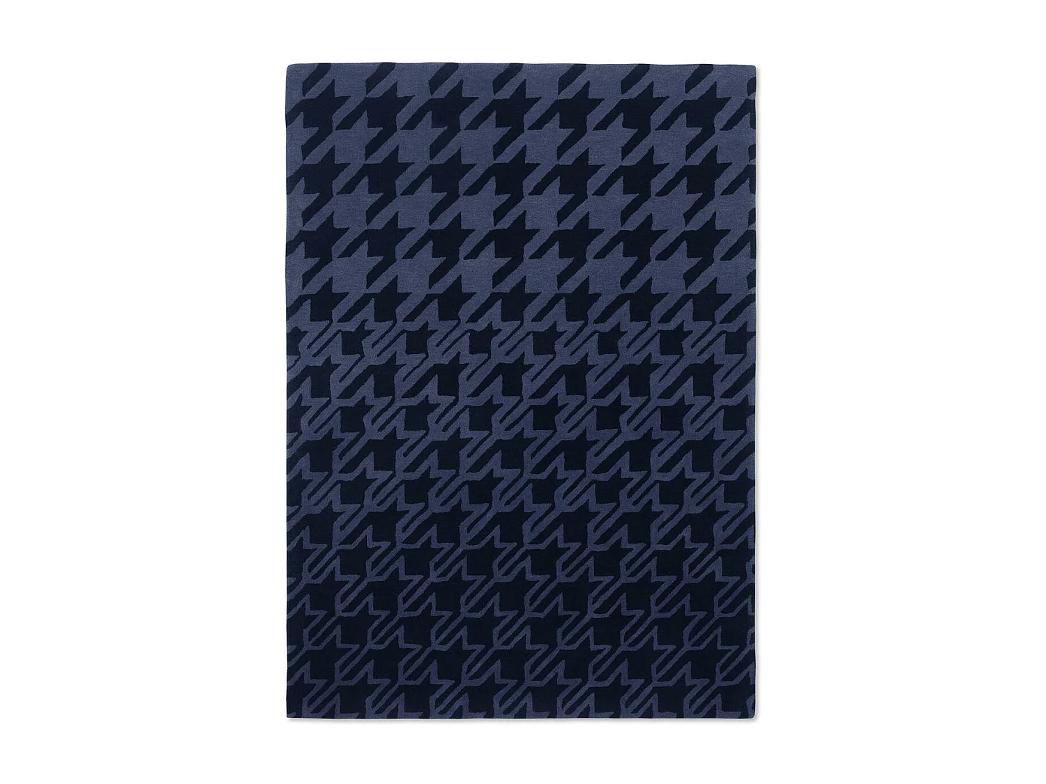tapis chambre 200x280 fait à la main en laine bleu foncé motif géométrique