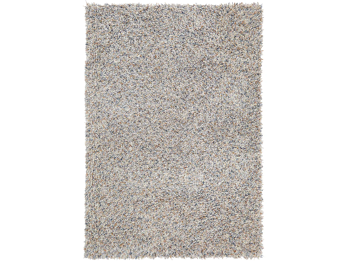 Tapis shaggy 160x230 rectangle tufté beige en laine motif faux uni YOUNG