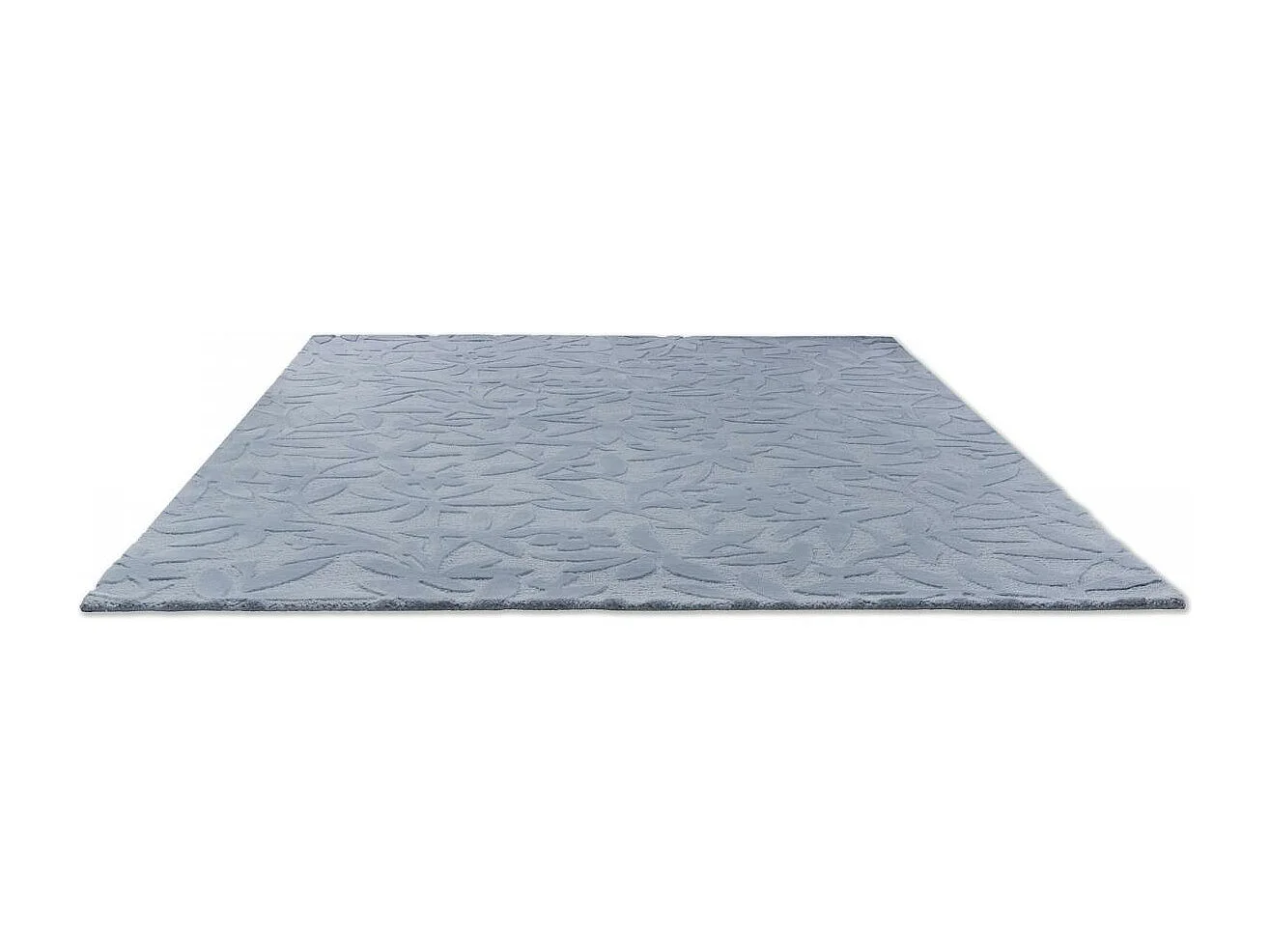 tapis grand salon 250x350 fait main en laine bleu rectangle motif floral CLEAVERS