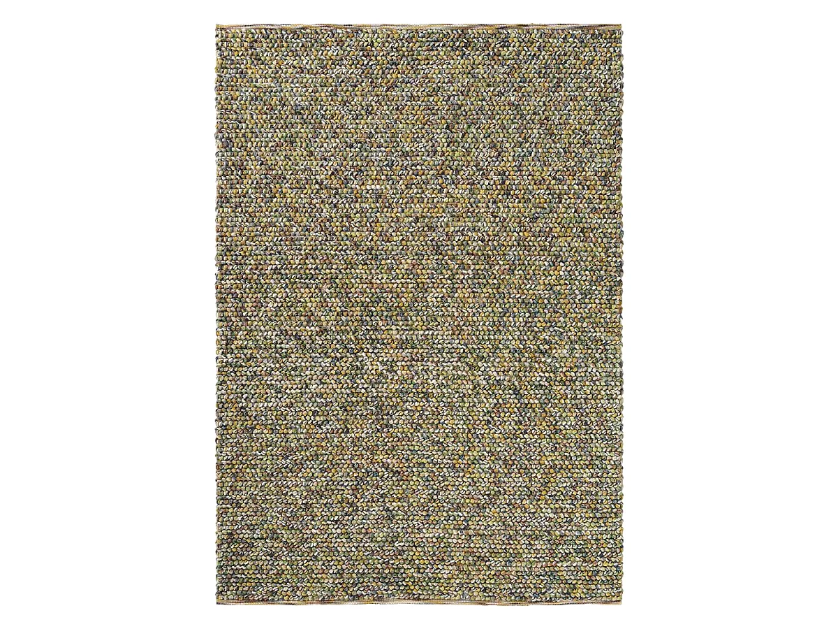 tapis entrée 140x200 tissé en laine vert et beige rectangle motif faux uni
