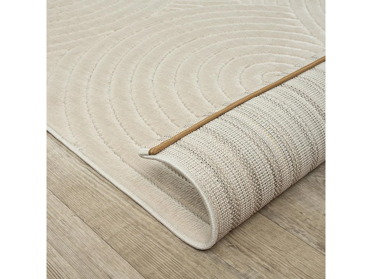 Grand tapis intérieur extérieur 240x340 en relief LYN14 ARC6EL Beige ton sur ton