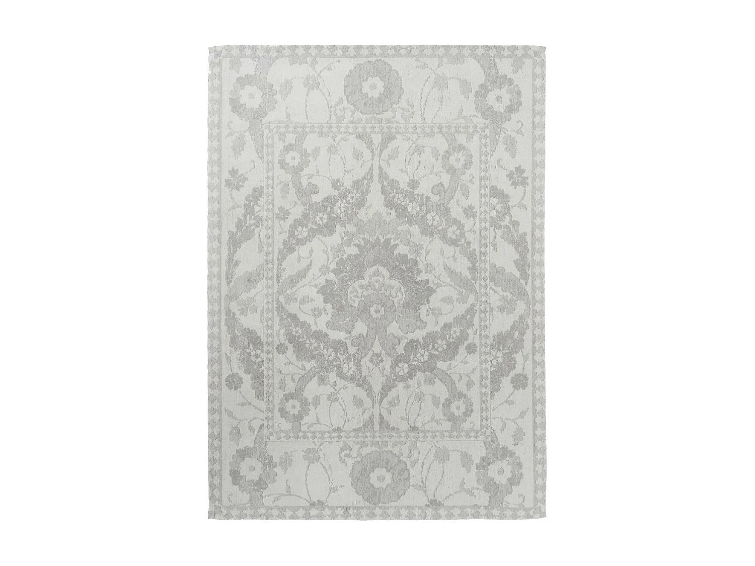 tapis chambre 140x200 fait main en coton gris acier rectangle motif floral NEWBOR