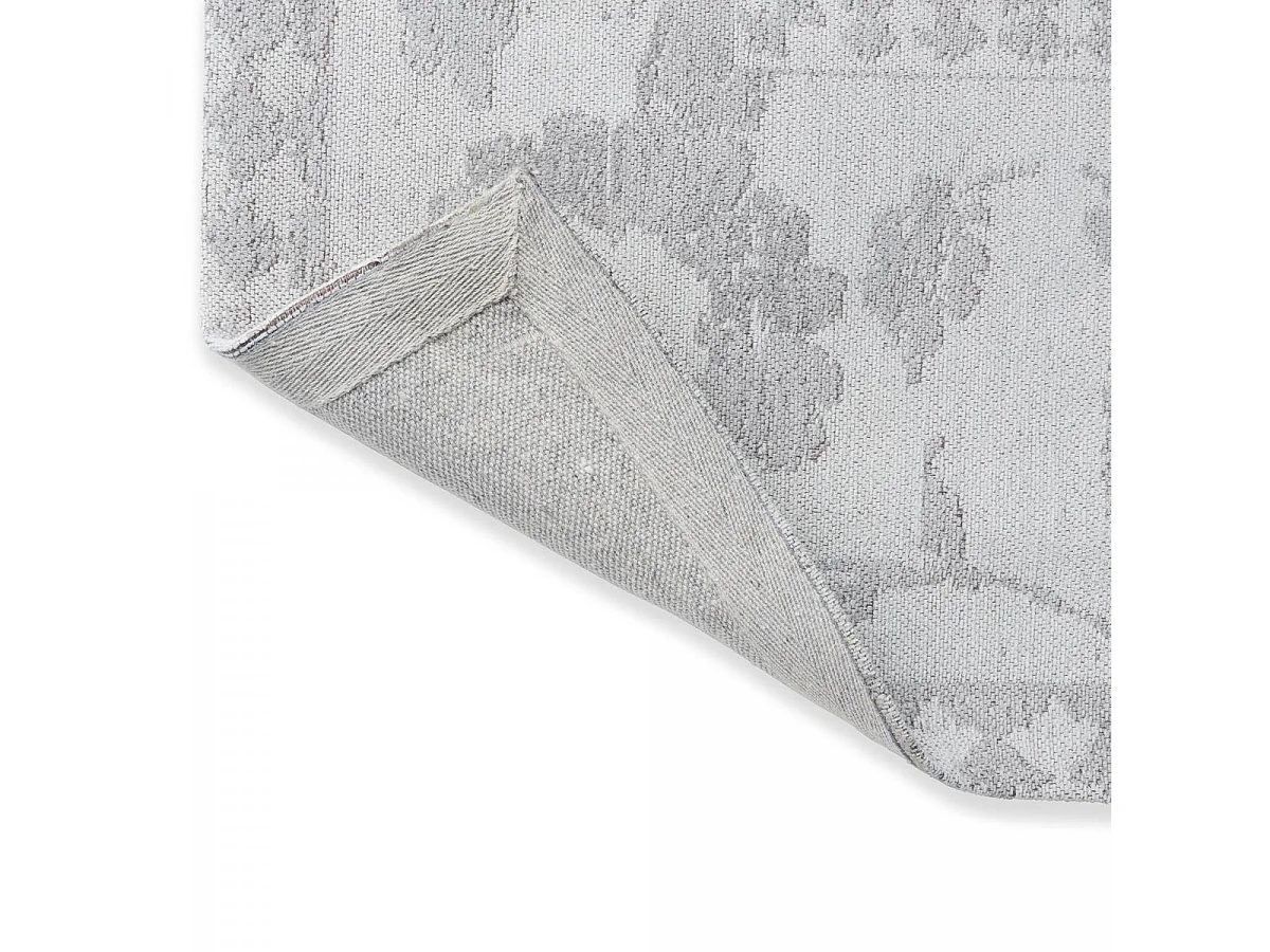 tapis chambre 140x200 fait main en coton gris acier rectangle motif floral NEWBOR