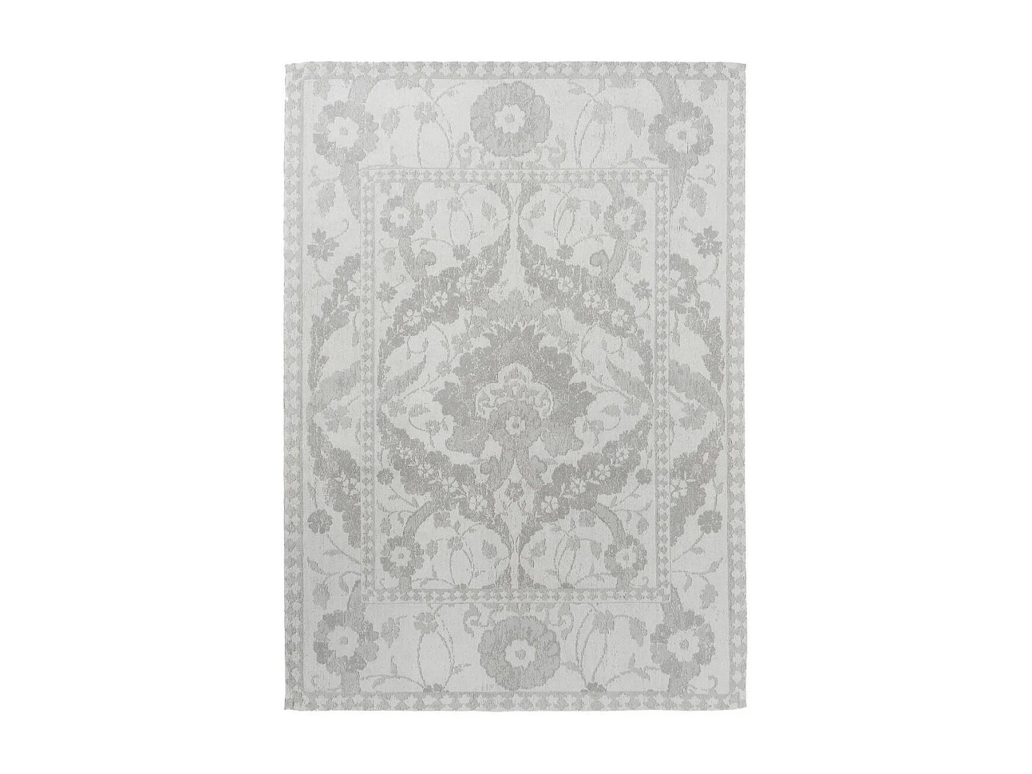 tapis chambre 140x200 fait main en coton gris acier rectangle motif floral NEWBOR