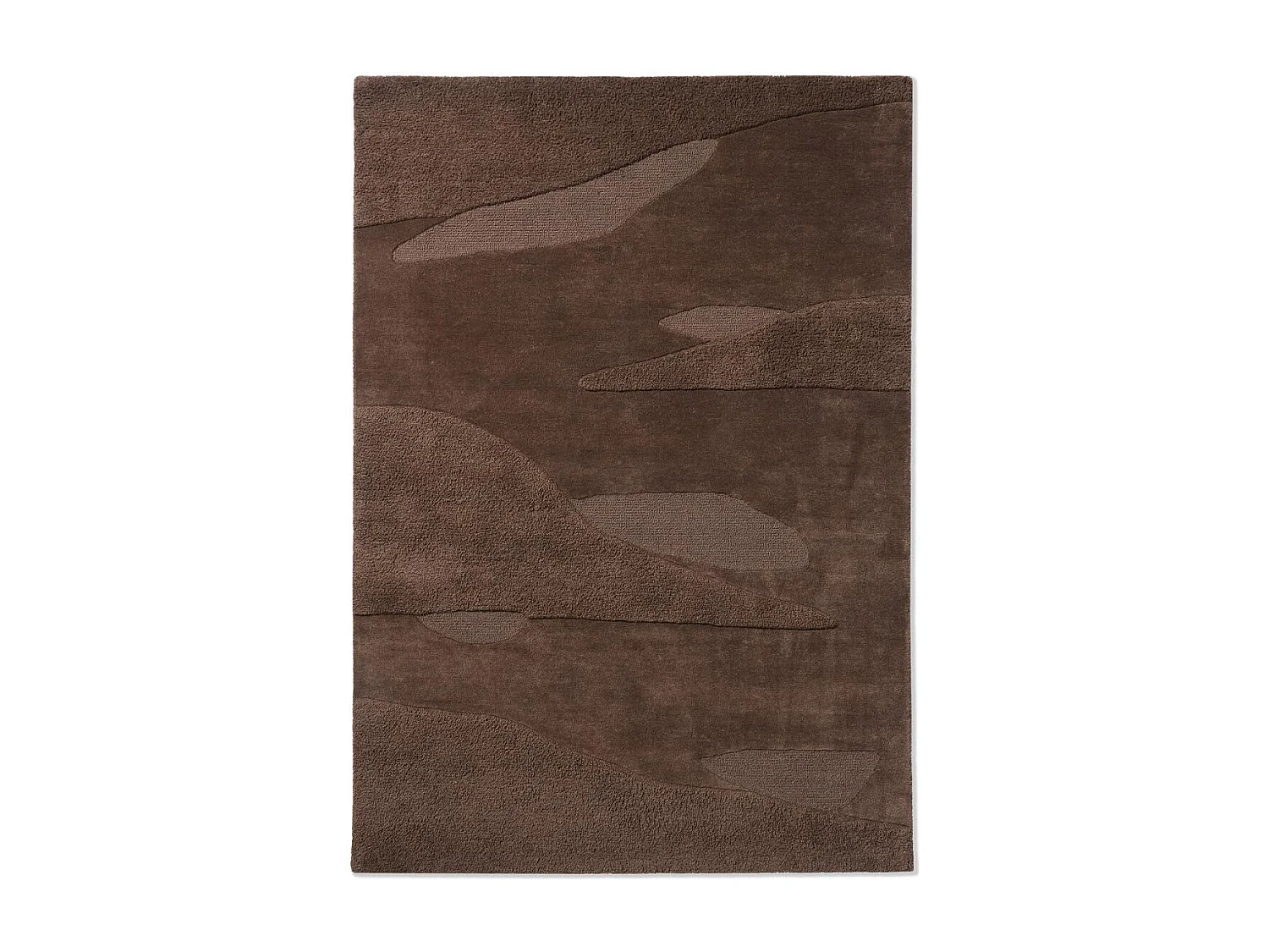 tapis open space 200x280 fait à la main en laine marron rectangle motif faux uni