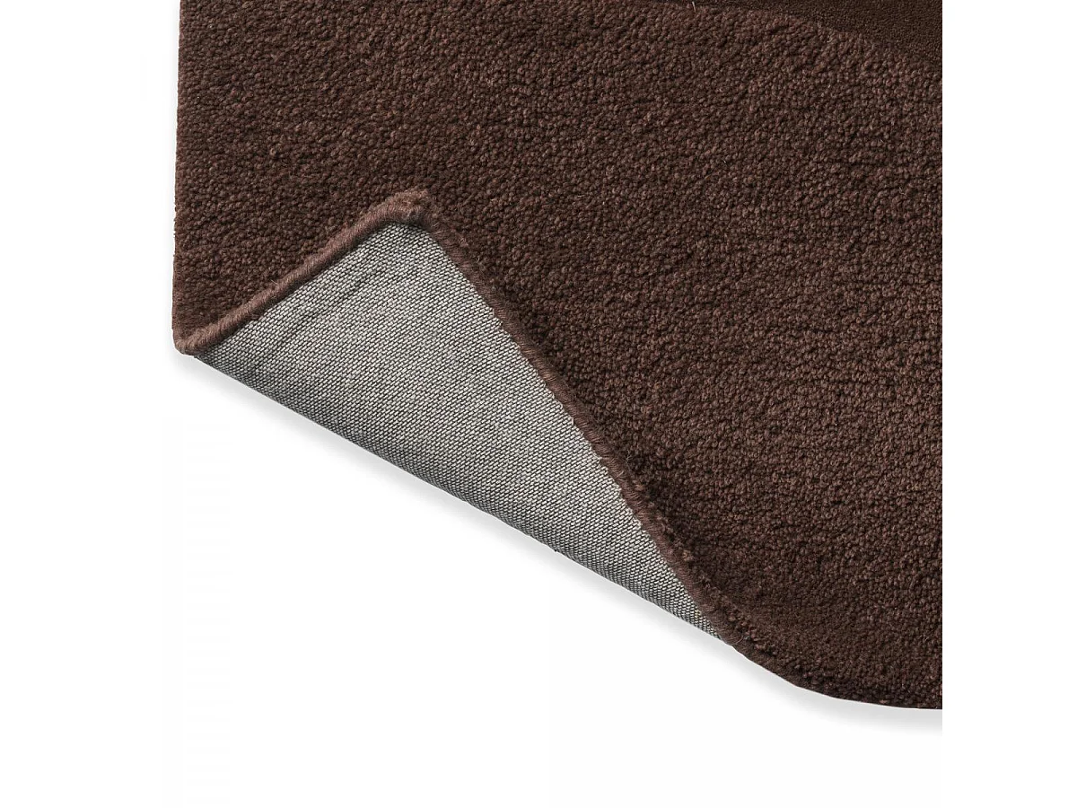 tapis open space 200x280 fait à la main en laine marron rectangle motif faux uni