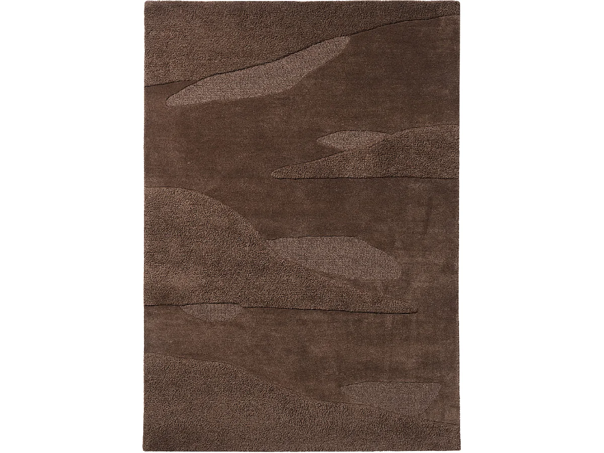 tapis open space 200x280 fait à la main en laine marron rectangle motif faux uni